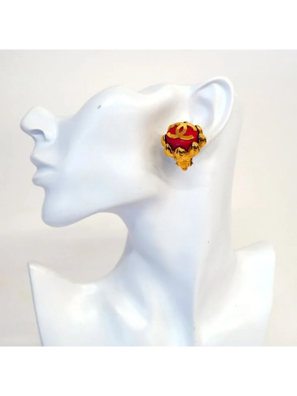 Chanel Earrings Vintage CC Logo Gold Plated